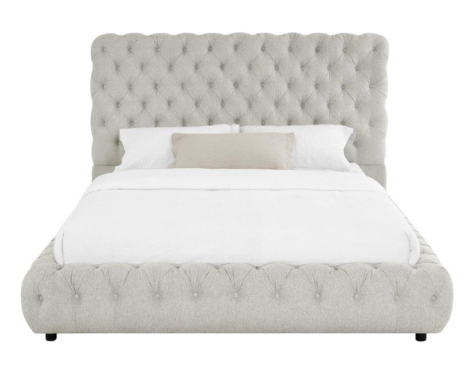 Queen Flory Upholstered Bedframe 5112 in New Dove Grey Fabric